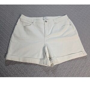 Lane Bryant Womens White Denim Cuffed Shorts Size 18 Plus Size Stretch Casual